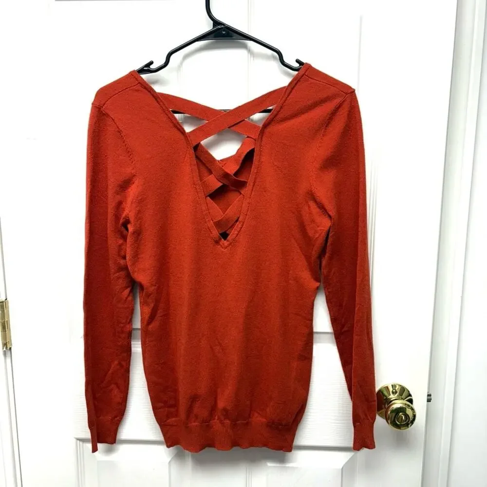 Love Ellie Sweater, Criss Cross Straps, V Neck, Long Sleeves, Size S, NWOT